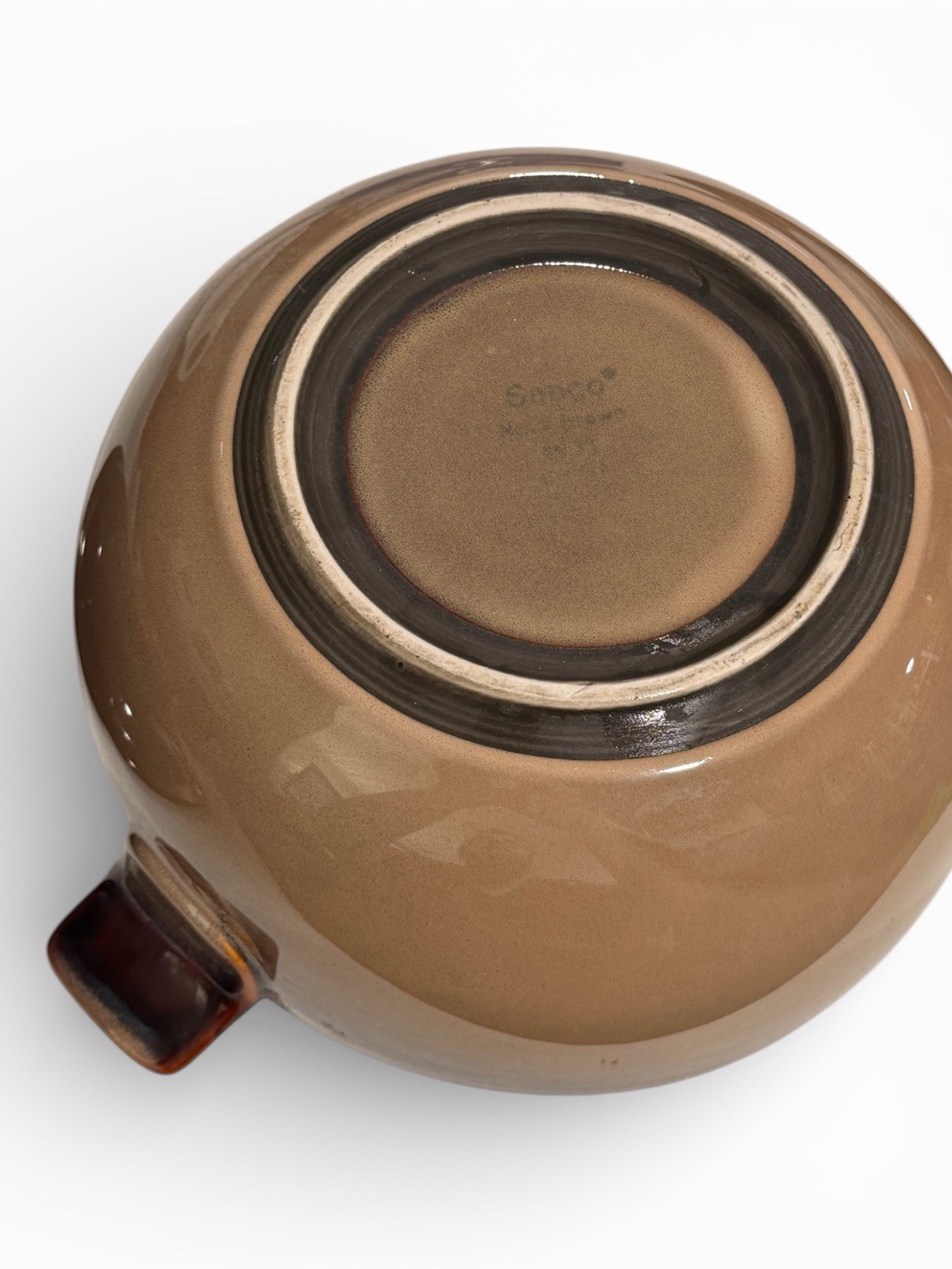 Sango Nova Brown 3qt Covered Casserole Dish w/ Lid Handles Stoneware