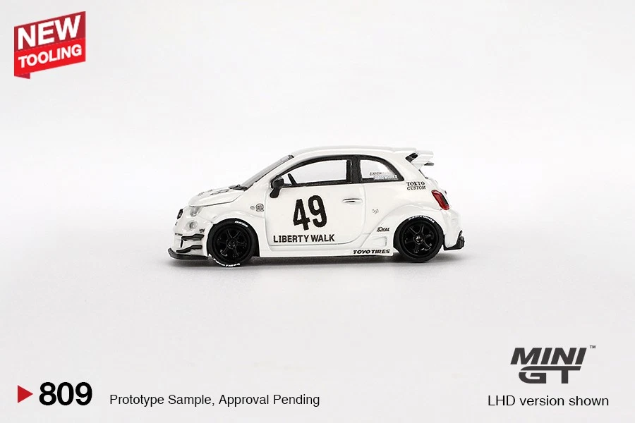Mini GT #809 1/64 LB-FUNCIONA x Abas Works ABARTH 595 Gara Modelo Blanco Foto 3 de 3