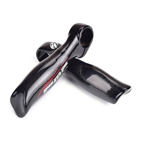 Pair 3K Carbon Fiber MTB Road Bike Handlebar Ergonomic End Bar Bicycle Bar Ends - Foto 7 di 14