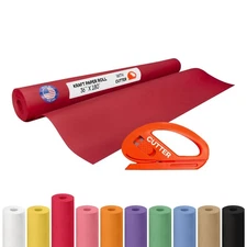 Christmas Red Kraft Paper Roll 36" x 2160" (180 feet) with Cutter - USA-Made ...