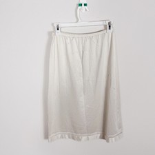 VTG 80s Lorraine Half Slip Nylon Ivory Lace Hem Lingerie Skirt Tall Medium