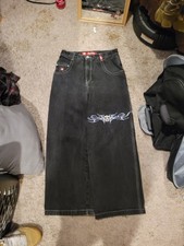 JNCO Barbwire Tribal Gothic Embroidered Wide Leg Jeans Vintage 34x32