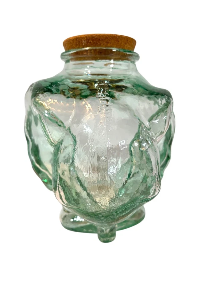 Large Green Glass Elephant Jar With Cork Lid  Decorative Storage Or Collectible - Image 4 of 4