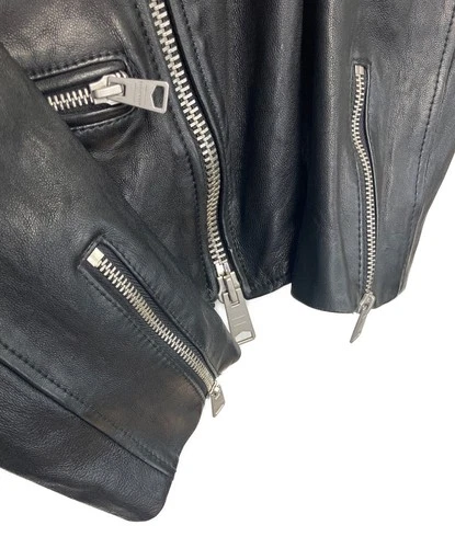 ALL SAINTS Double Riders Leather Jacket Men's Size S Black image 4