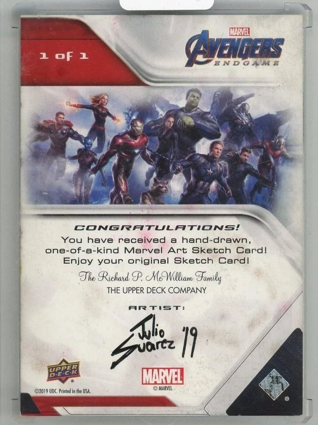 2020 UPPER DECK Avengers Endgame and Captain Marvel Julio Suarez Sketches 1/1 - Image 2 of 2