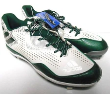 Adidas PowerAlley Mens Baseball Metal Cleats Q16491 Iron Skin Green White Sz 17