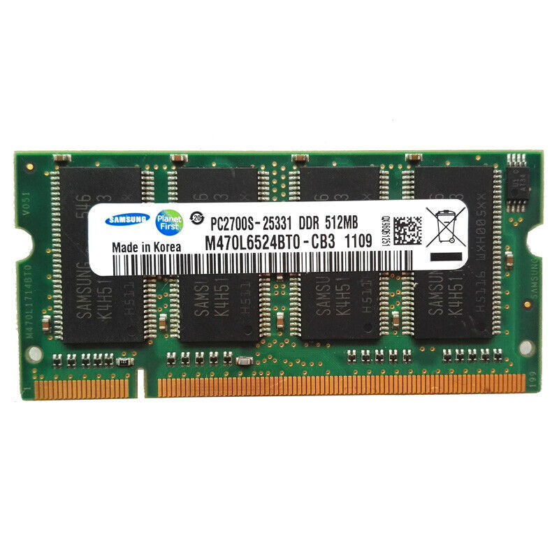 Samsung 512MB SO-DIMM 333 MHz PC-2700 DDR Memory (PC2700S-25331-Z