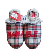 NEW, Wondershop MAMA ELF Slide Slippers Plaid- Size L 9-10 