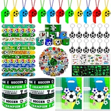 120Pcs Soccer Party Favors, Soccer Birthday Party Supplies with Whistle Stick...