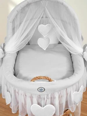 MY SWEET BABY Bettwäsche Bezug Grau 4 tlg. für Stubenwagen Baby Bezug Bollerwagen mit Haube