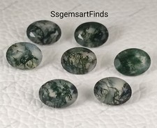Natural moss agate Oval shape Faceted loose gemstone for jewelry making