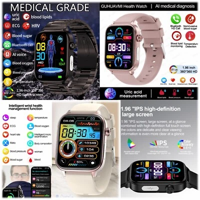 GUHUAVMI 2024 Smartwatch HD Gesundheit Sport iOS Android AMOLED Blutzucker Harn.EGK uvvm