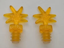 Tobin James 2 Wine Bottle Stopper Yellow Star Translucent Acrylic Barware (CB2)