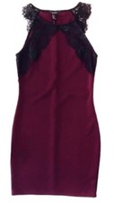 VESTITO DONNA CAPODANNO TUBINO PIZZO BORDEAUX   NUOVO TG 42 SALDI
