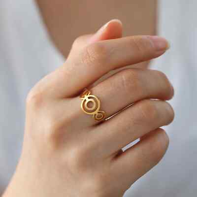 Double Circles Women Ring Stainless Steel Round Geometric Finger Rings Jewelry
