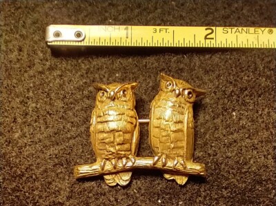 Gold Tone Pair Of Owls on a Perch Pin/Brooch | eBay