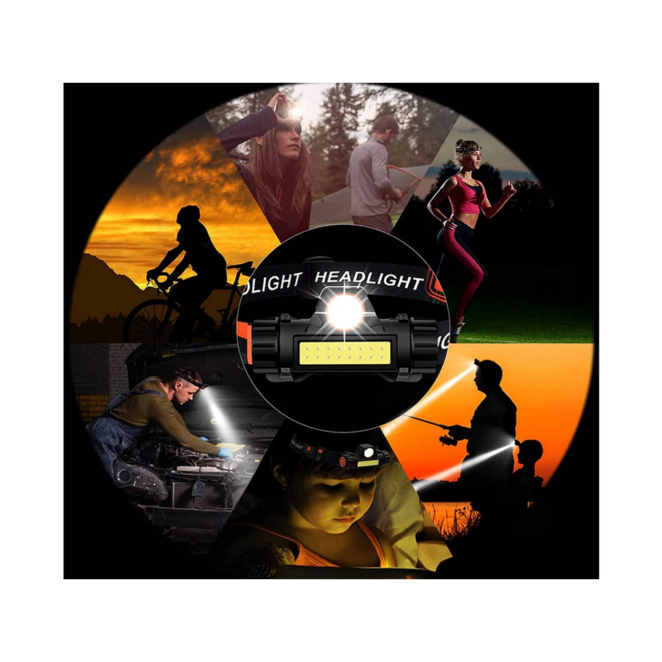 LAMPADA DA TESTA TORCIA FRONTALE  LED IMPERMEABILE RICARICABILE CON MAGNETE - Immagine 4 di 4