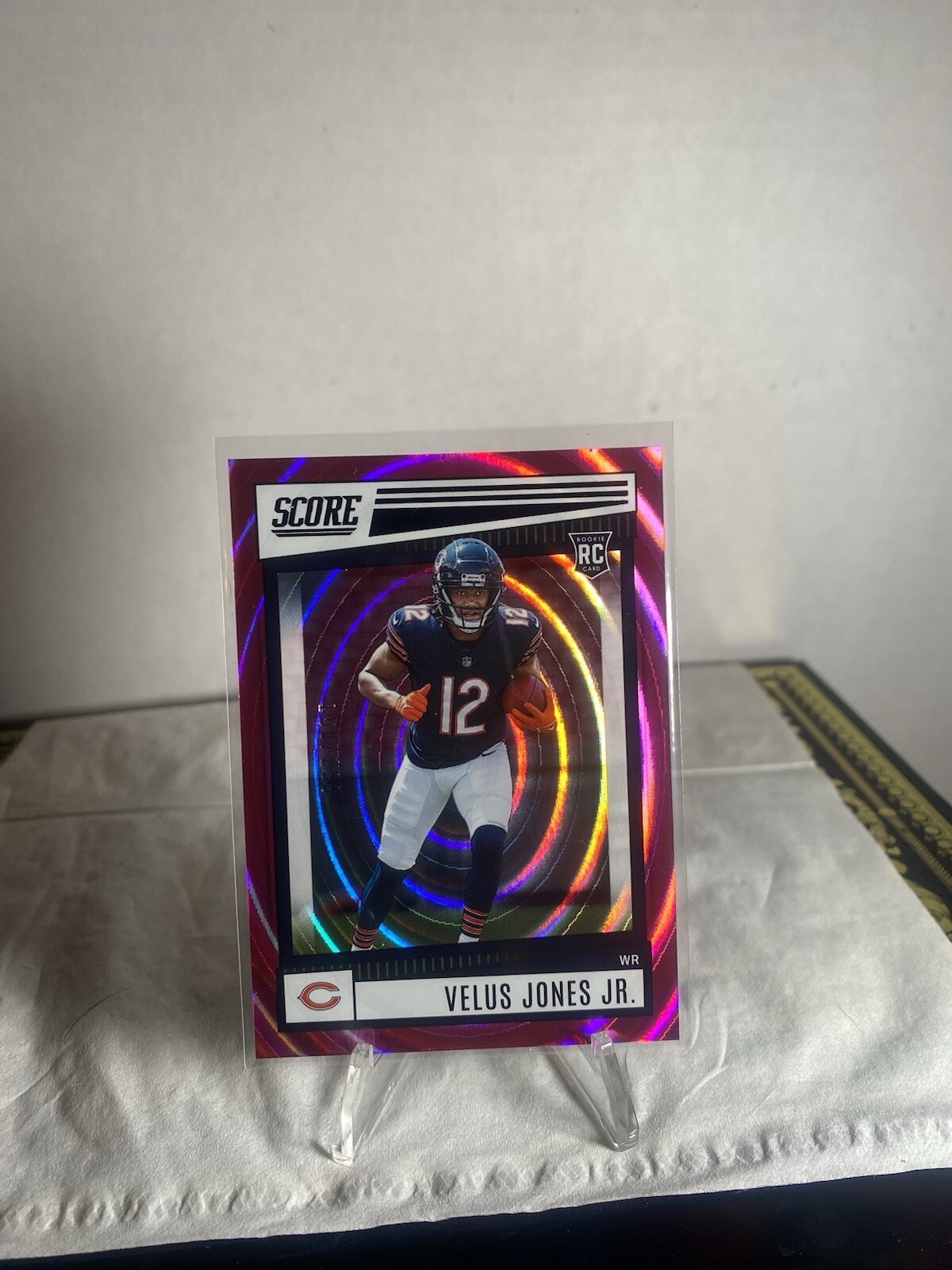 2022 Score Pink Pulsar RC /299 Velus Jones Jr. RC /299 Chicago Bears #395