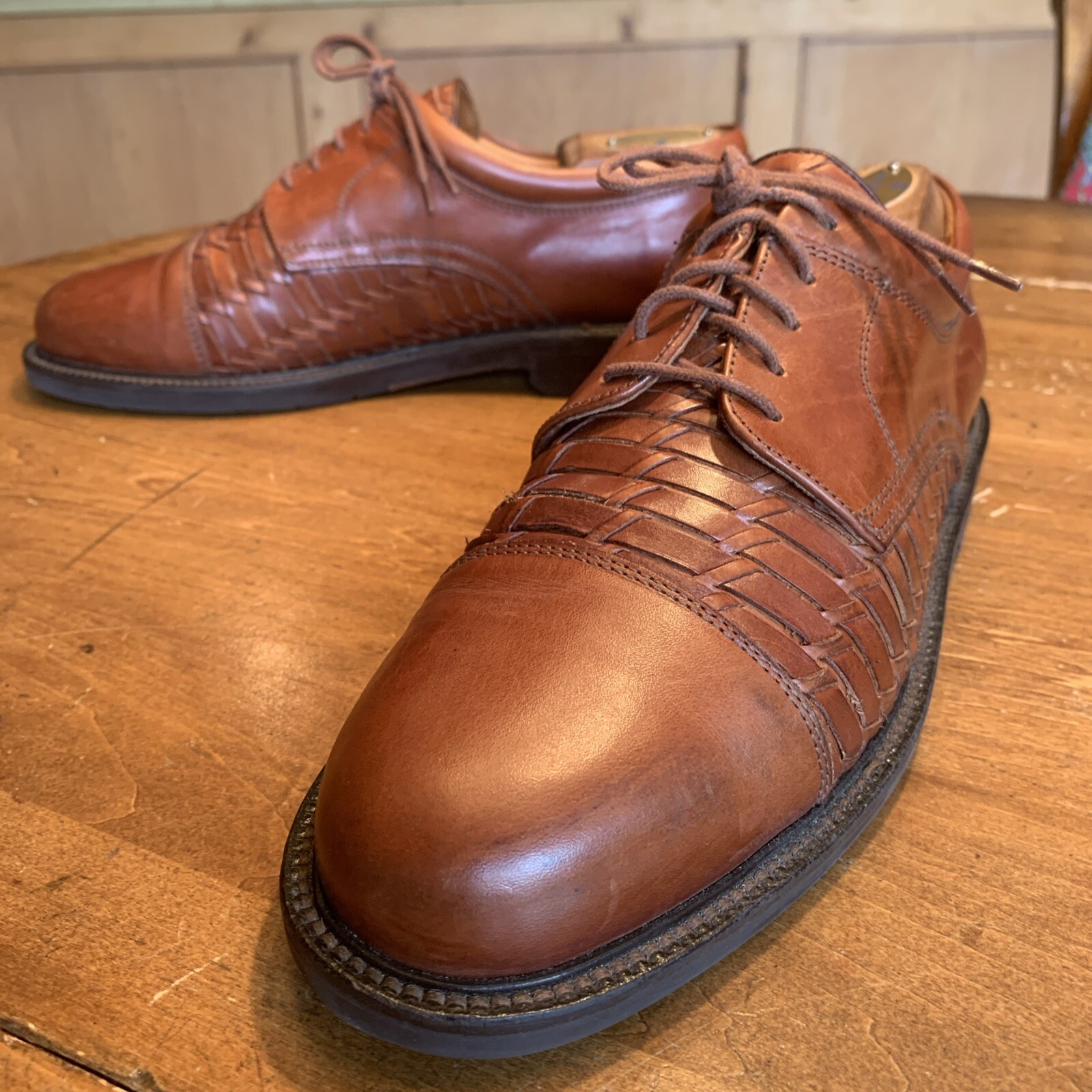 SAOLA Johnston Murphy Italia Oxford Vamp Tessuto Tan Britannico 9 5 M