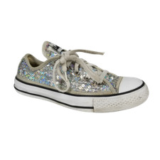 Converse Chuck Taylor All Star Low Lace Up Shoes Womens 6 Silver Metallic Sequin