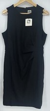 Anne Klein Women's Round-Neck Side-Pleat Lined Dress. Size 12 Black. Retail $119
