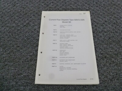 1983 Porsche 928S Coupe Current Flow Electrical Wiring Diagrams Manual 4.7L