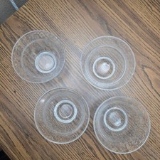 Clear Glass Bubble Bowls Set of 4 Heavy Desse...