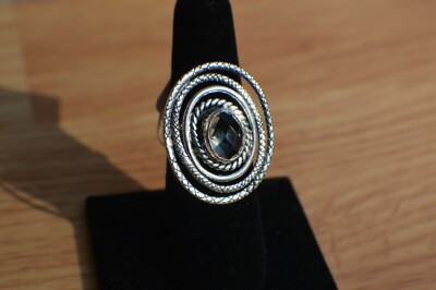 2.54ct Checkerboard Montezuma Prasiolite Art Deco Ring Sterling Silver Size 7  