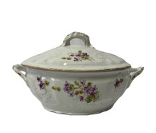 Limoges porcelain soup bowl flower decor