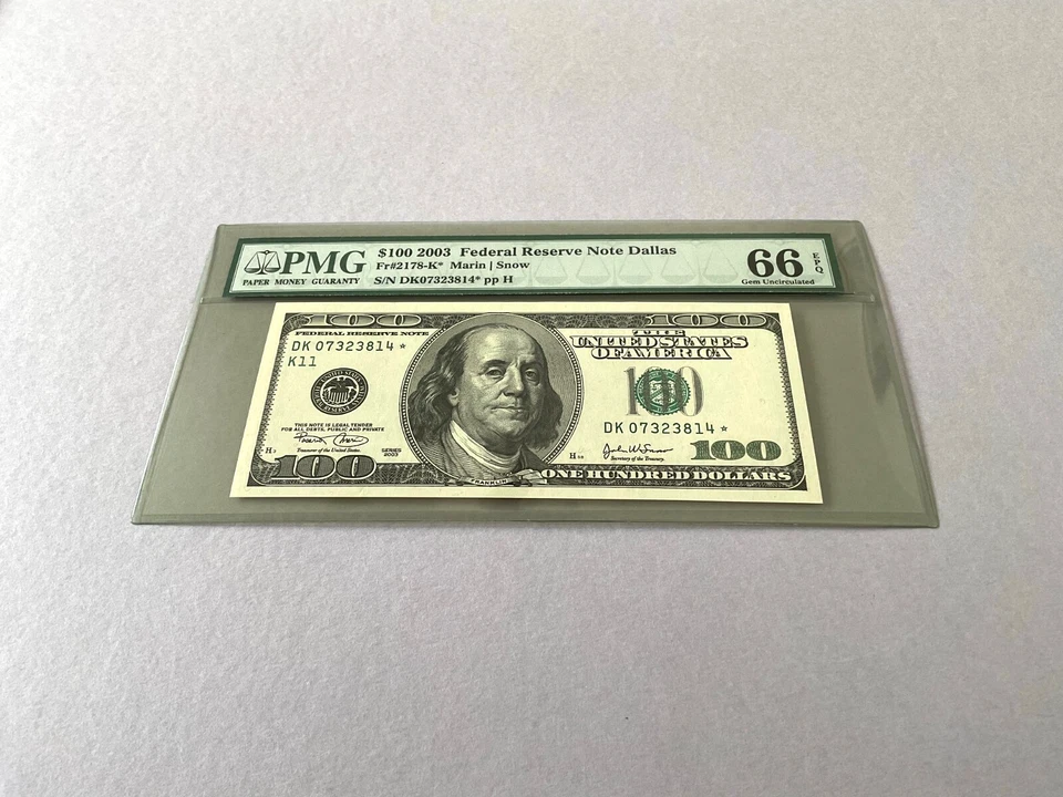 U.S. $100 FR 2178-K* 'Star Note' 2003 Fed Reserve Note Dallas PMG 66 EPQ - Image 2 of 4