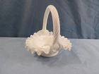 Fenton # CV229 White Milk Glass Hobnail Basket Made For QVC in 1998 Only