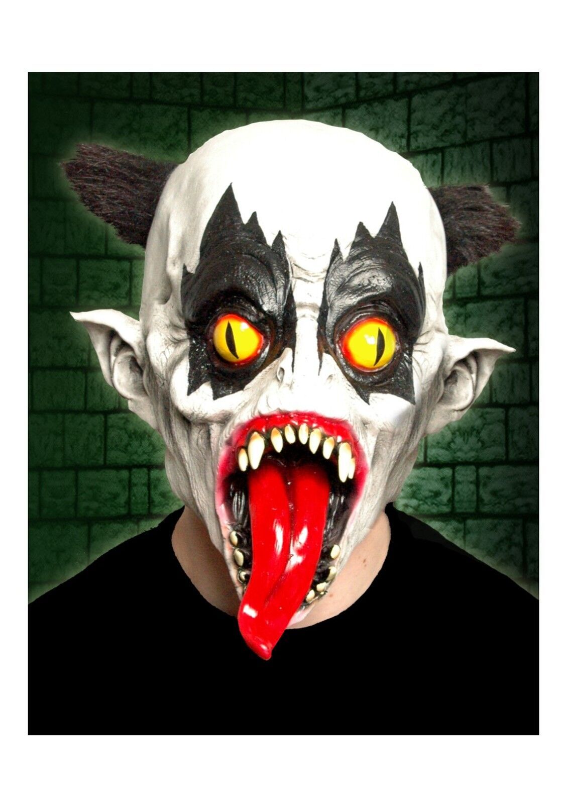Latex Black Eyed Evil Clown Mask Horror Halloween Fancy Dress Accessory