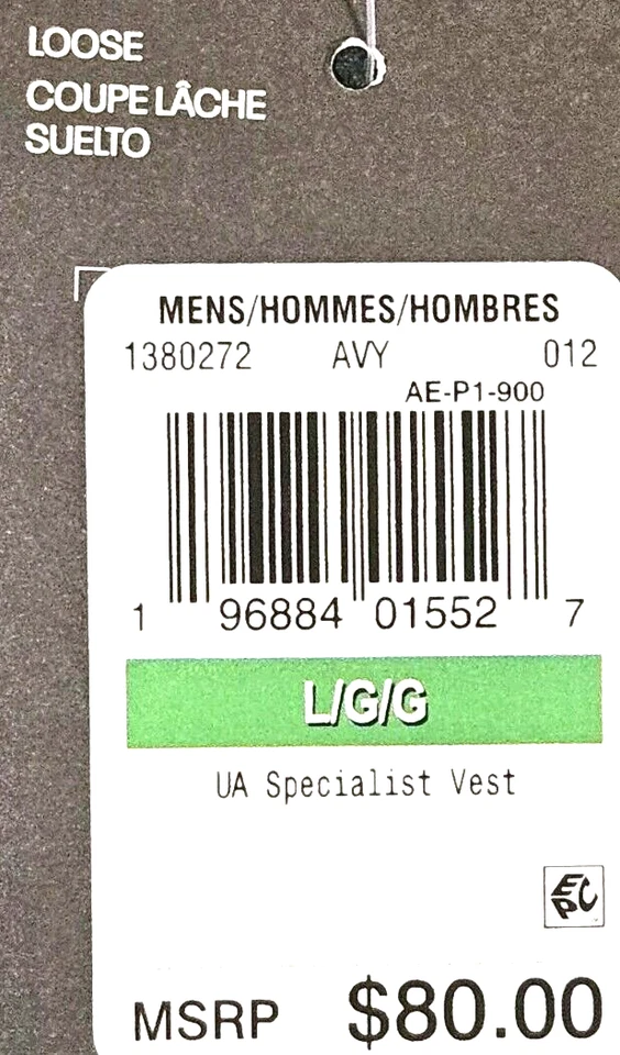NUEVO CHALECO CASTLEROCK UNDER ARMOUR, GRANDE PARA HOMBRE, UA EXPANSE ESPECIALISTA, PRECIO DE VENTA SUGERIDO POR EL FABRICANTE $80.00 Foto 3 de 4