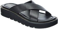 Stuart Weitzman Women's Roza Lift Chain Leather Sandal Black Size 8 M/ 38.5 EU