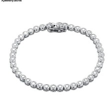 3mm Round Cut VVS1 Moissanite Tennis Chain Bracelet 925 Sterling Silver All Size