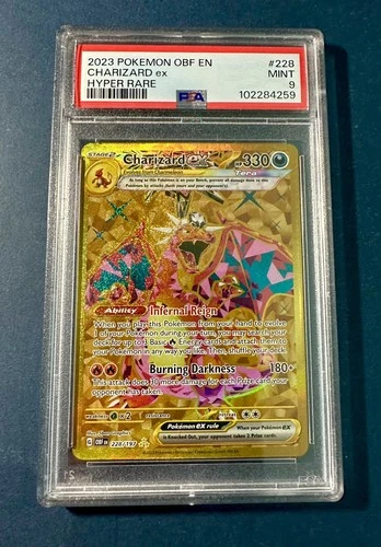 Pokémon TCG Charizard EX SV03 Obsidian Flames Holo Hyper Rare Card 228/197 PSA 9