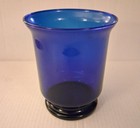 PartyLite Cobalt Blue Glass Blue Brilliance Footed Hurricane Candle Holder 6.5" — photo 1