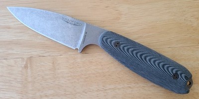 Bradford Guardian 3.5 Knife V4E Full Flat Blade 3D Black Linen Micarta Handle