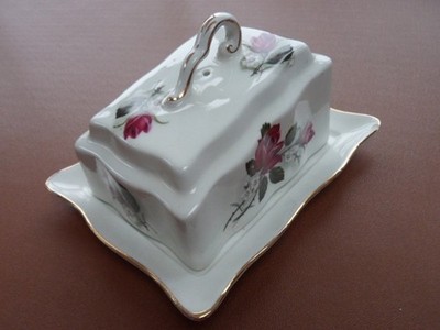 Old Foley, James Kent Ltd. Rosa Rosen Käse/Butterdose.