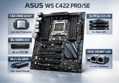 ASUS WS C422 PRO/SE  | ATX Mainboard Pc Motherboard OHNE CPU /RAM