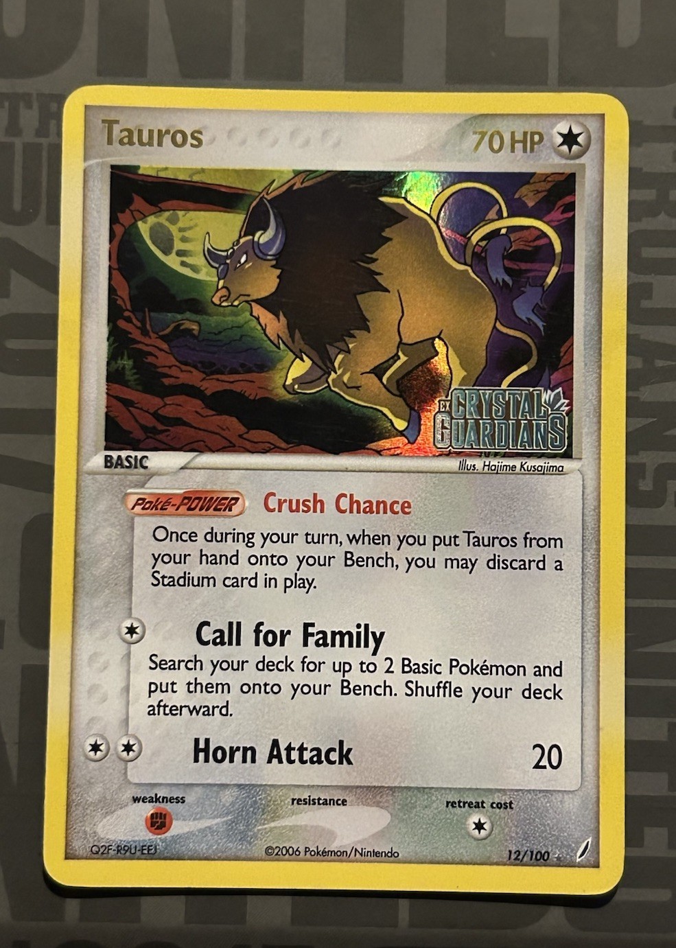 Tauros 12/100  Reverse Holo Crystal Guardians Pokemon Card