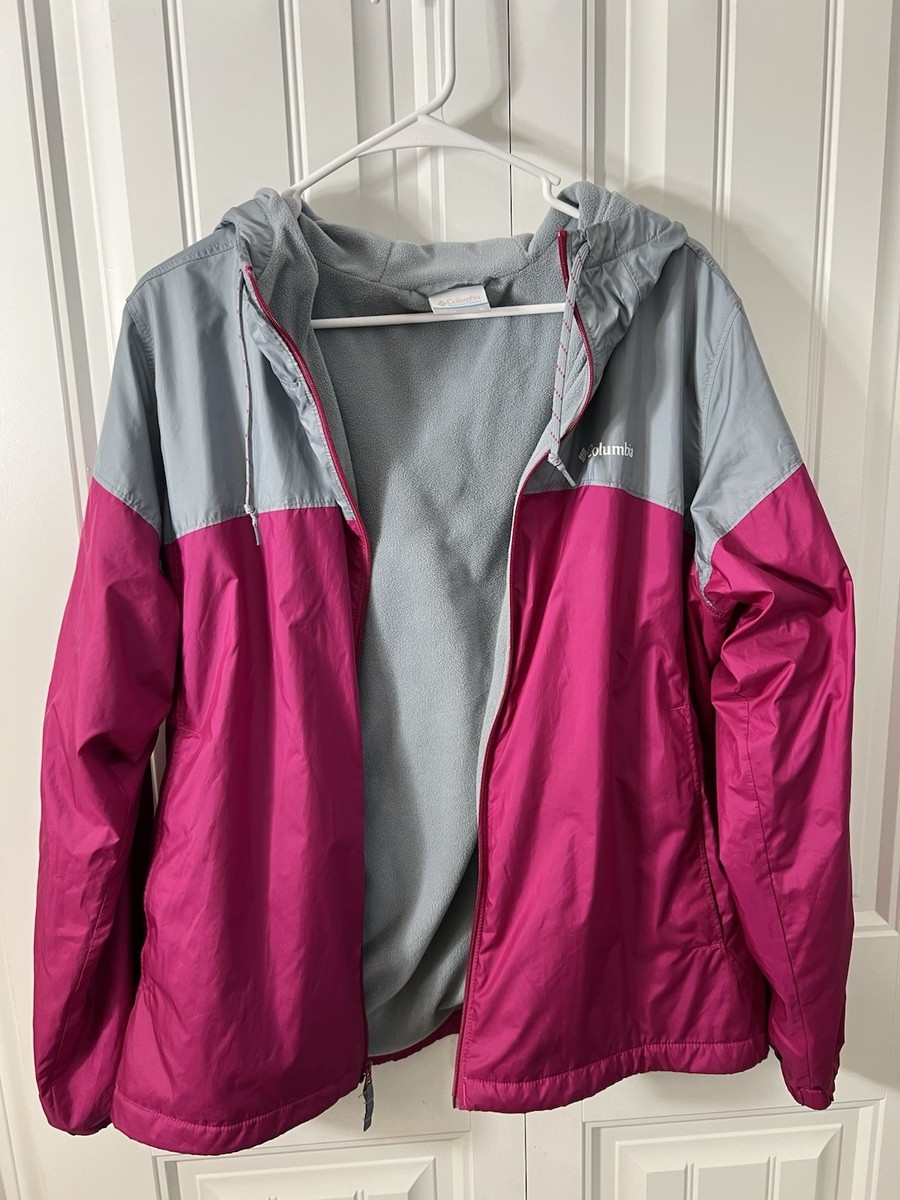 Columbia Fleece Lined Wind Breaker Women's XL Pink And Gray | eBay
