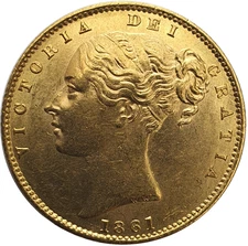 1861 Queen Victoria Shield Reverse Sovereign