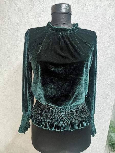 Women French Connection Shirt Green Velvet 36 / S