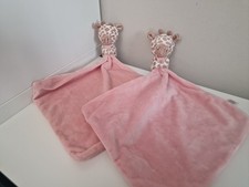 2 x Tu Pink Giraffe Comforter Sainsburys Baby Childrens Soother Blankie