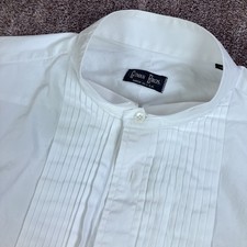 Gitman Bros Tuxedo Shirt Mens 18 36 White Cotton 10 Pleat Wing Collar Formal