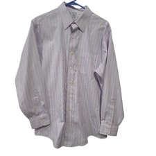 Brooks Brothers 16/33 Button Down Shirt Double Stripe Non Iron Cotton PLE/Blue