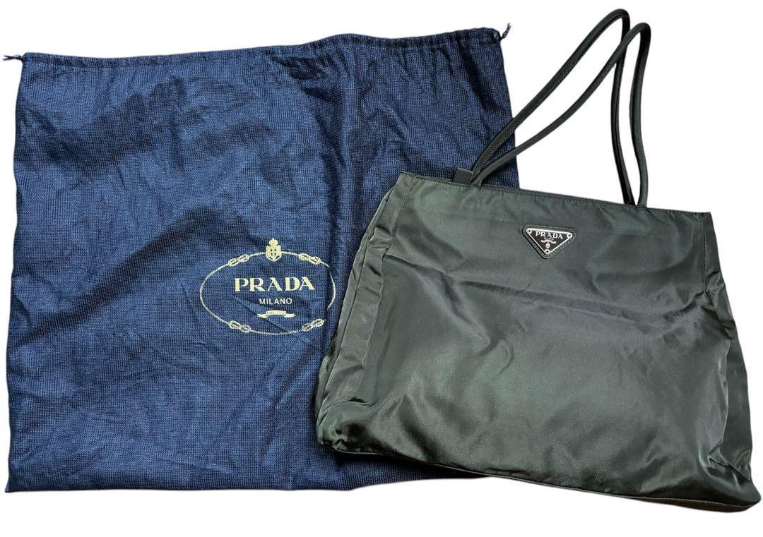 PRADA Triangle Logo Nylon Handbag Brown From Japan