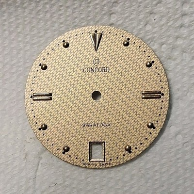 Concord Saratoga Gold Textured Watch Dial Face, Date Window, Hour Marks