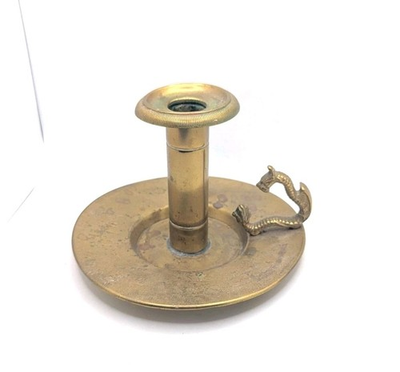 #ad Antique Brass Dragon Bradley And Hubbard Candlestick Holder Chamberstick Large $48.00
